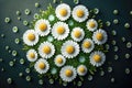 White daisy background, beautiful natural flower chamomile decoration, summer card Generative AI Royalty Free Stock Photo