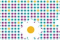 White daisy flower on teal, purple, and yellow gingham background Royalty Free Stock Photo