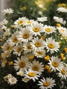 White daisy flowers blooming at a field Royalty Free Stock Photo