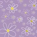 White daisy on pink background. Seamless floral pattern. Hand drawing. Print, packaging, wallpaper, textile, fabric design Royalty Free Stock Photo