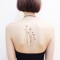 White Dandelions Tattoo On Back - Xiaofei Yue Style