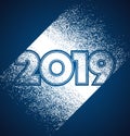 White and dark blue 2019 new year design with confetti