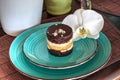 White and dark chocolate mousse dessert Royalty Free Stock Photo