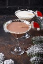 Christmas chocolate snowflake martini cocktail Royalty Free Stock Photo