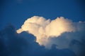 White and dark heart shaped heavy clouds in the blue sky background