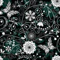 White and dark seamless floral pattern Royalty Free Stock Photo