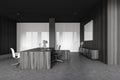 White and dark wooden CEO office, side view Royalty Free Stock Photo