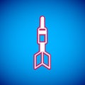 White Dart arrow icon isolated on blue background. Vector