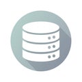 White Database Icon in a Gray Circle with Shadow Represents Data Storage Royalty Free Stock Photo