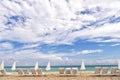 White deck chairs in South beach