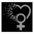 White Decomposed Pixelated Halftone Female Love Icon