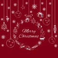 White Decorative Banner Merry Christmas On The Red Background Royalty Free Stock Photo