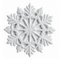 White Decorative Plaster Snowflake Medallion on a Clean White Background Royalty Free Stock Photo