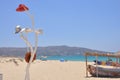 White decorative tree with hats in Naxos beach picture Royalty Free Stock Photo