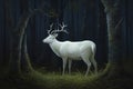 White deer in forest. Generate Ai Royalty Free Stock Photo