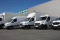 White Delivery van transportation truck park Royalty Free Stock Photo