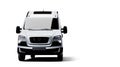 White delivery van front view isolated on white background Royalty Free Stock Photo