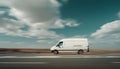 White delivery van on highway road. Royalty Free Stock Photo