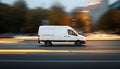 White delivery van on highway road. Royalty Free Stock Photo