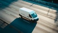 White delivery van on highway road. Royalty Free Stock Photo