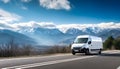 White delivery van on highway road. Royalty Free Stock Photo