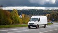 White delivery van on highway road. Royalty Free Stock Photo