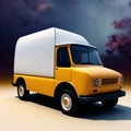 White delivery van isolated from white background. Generative AI