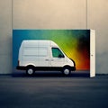 White delivery van isolated from white background. Generative AI