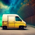 White delivery van isolated from white background. Generative AI