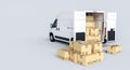 White delivery van parking with open doors Royalty Free Stock Photo