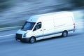 White delivery van on road Royalty Free Stock Photo