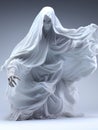 Dementor ghost in white sheet on white background, death and Halloween concept, AI Royalty Free Stock Photo