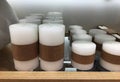 Designer candles on a glass shelf in a decor store