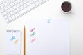 White desk with block note pencil Royalty Free Stock Photo