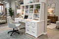 White desk with bookshelf for product display Royalty Free Stock Photo