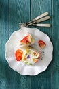 Cold creamy cheesecake with fruit jelly and fresh strawberry Royalty Free Stock Photo