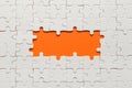 White details of puzzle on orange background and place for inscription Royalty Free Stock Photo