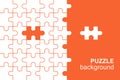 White details of puzzle on Orange background Royalty Free Stock Photo