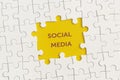 White details of puzzle with the text `Social Media` on yellow background Royalty Free Stock Photo