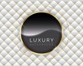 Vector Abstract White diamond shape upholstery luxury background with golden buttons border & golden circles