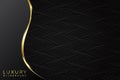 Abstract modern luxury black waves background vector dark layer with shadow and curved golden strips