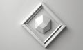 white diamond-shaped object with triangular cutout in the center is displayed against light gray background. Royalty Free Stock Photo