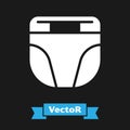 White Diaper for dog icon isolated on black background. Pet hygiene accessory. Vector