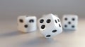 White dice with black dots in focus on a neutral background Royalty Free Stock Photo