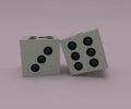 white dice and pawn 3d render illustration on pastel pink background Royalty Free Stock Photo