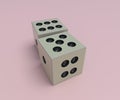 white dice and pawn 3d render illustration on pastel pink background Royalty Free Stock Photo