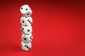 White dice on red background. Board game concept. Royalty Free Stock Photo