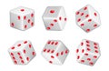Realistic dice, casino game cubes, 3D dice white and red, set of dice Royalty Free Stock Photo