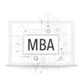 White digital gadget MBA symbols