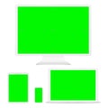 White digital gadgets green screen Royalty Free Stock Photo